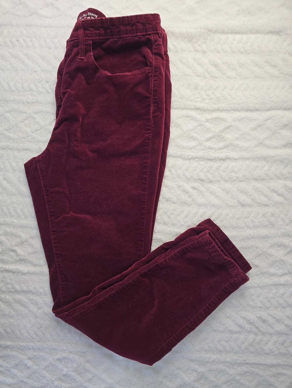 Mossimo Red Velvet Pants High Rise Skinny Super Stretch Party Holiday 14/32